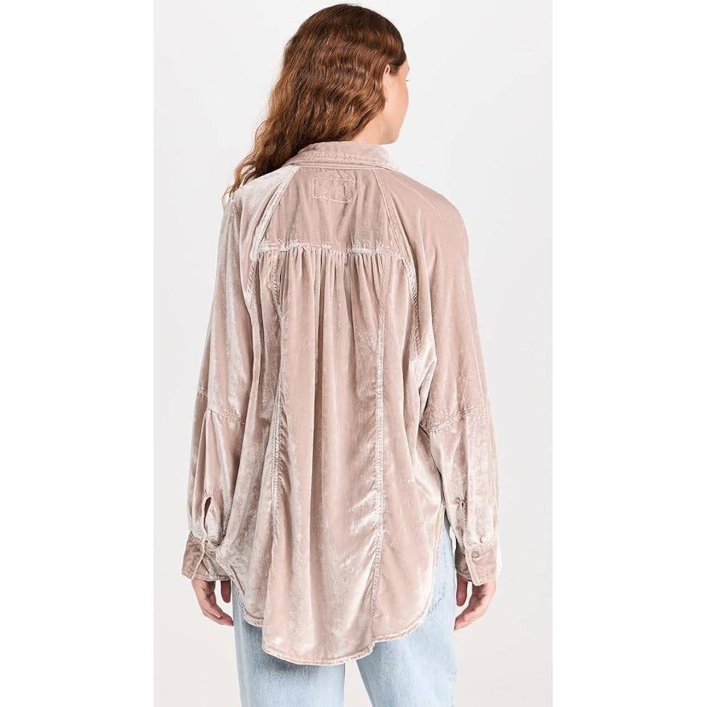 We The Free Cottagecore Champagne Oversized Night Skies Velvet Shirt Boho Y2K M - Picture 2 of 12